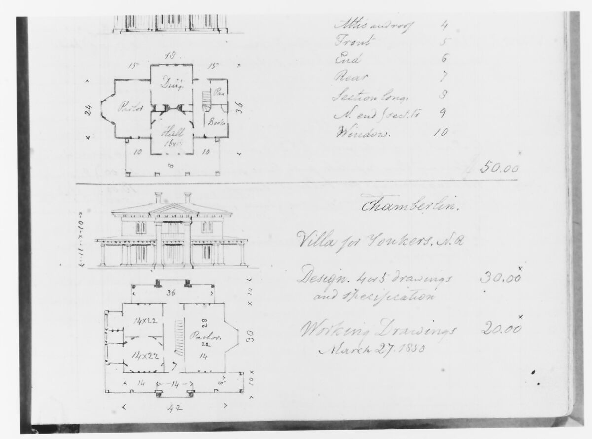 A. J. Davis "Diary", Alexander Jackson Davis (American, New York 1803–1892 West Orange, New Jersey), Bound handwritten ledgerbook with sketches and manuscript text in graphite and ink