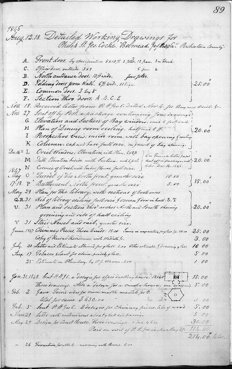 A. J. Davis "Diary", Alexander Jackson Davis (American, New York 1803–1892 West Orange, New Jersey), Bound handwritten ledgerbook with sketches and manuscript text in graphite and ink