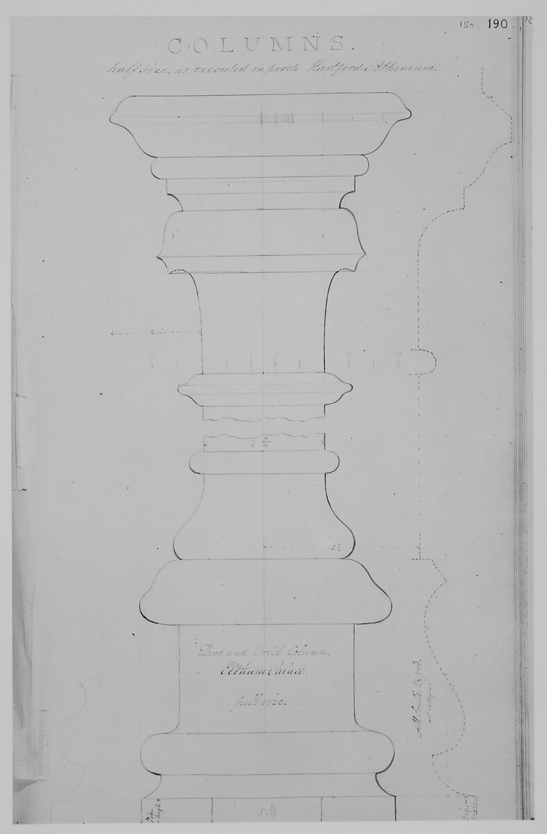 A. J. Davis, Scrapbook VIII, Alexander Jackson Davis (American, New York 1803–1892 West Orange, New Jersey), Bound pages mounted with drawings and prints
