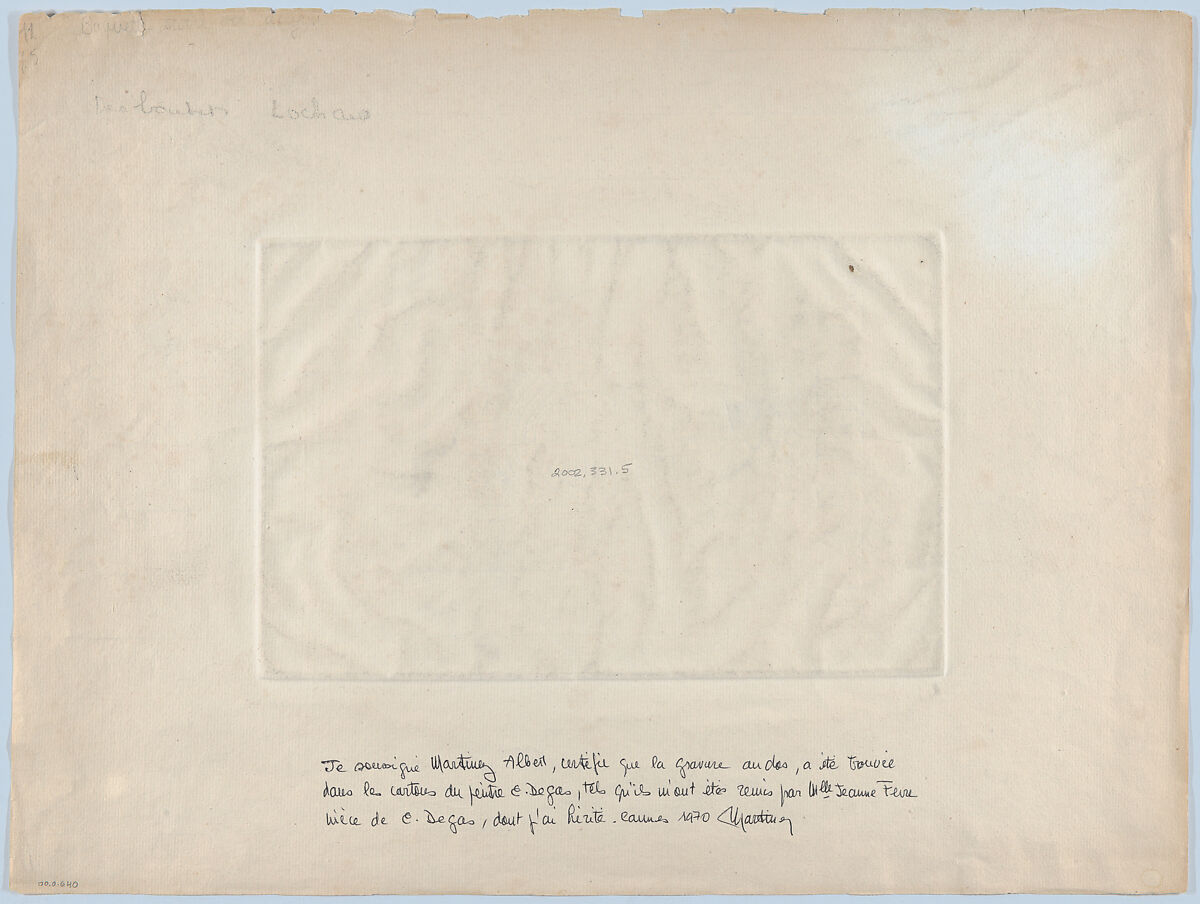 Portrait of the photographer Lochard, Marcellin Desboutin (French, Cérilly 1823–1902 Nice), Drypoint; first state of two