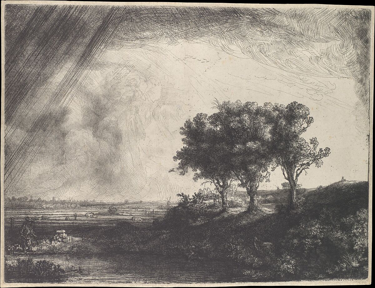 The Three Trees, Rembrandt (Rembrandt van Rijn) (Dutch, Leiden 1606–1669 Amsterdam), Etching, engraving and drypoint