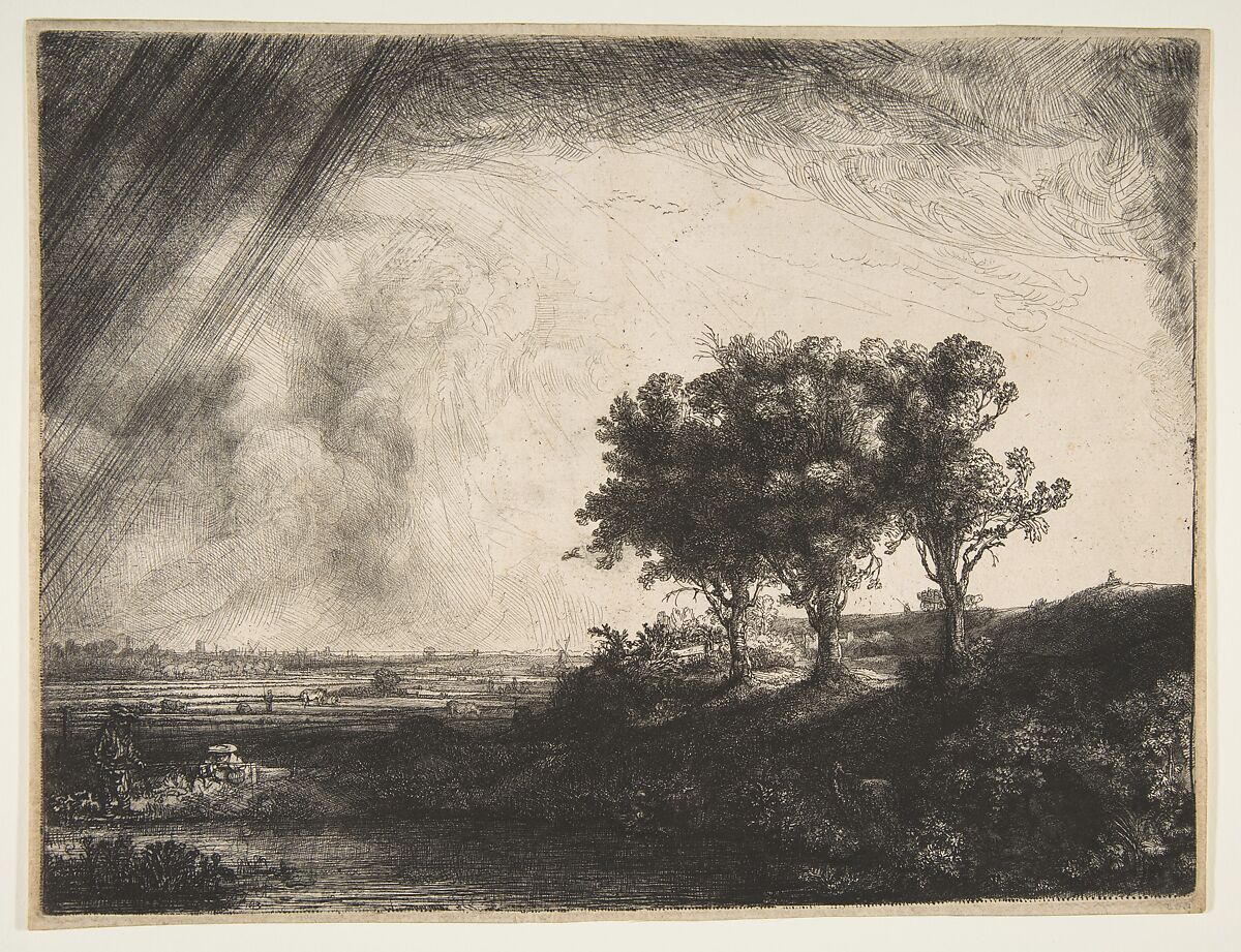 The Three Trees, Rembrandt (Rembrandt van Rijn) (Dutch, Leiden 1606–1669 Amsterdam), Etching, engraving and drypoint 
