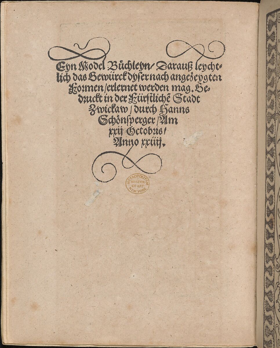 Ein new Modelbuch..., Johann Schönsperger the Younger (German, active 1510–30), Woodcut