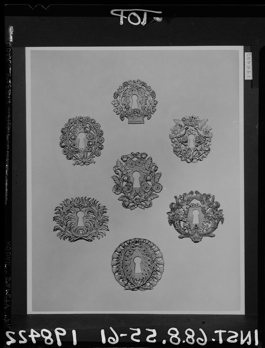 Escutcheon, Henry Kellam Hancock (1816–1851), Cast brass, mercury, gold