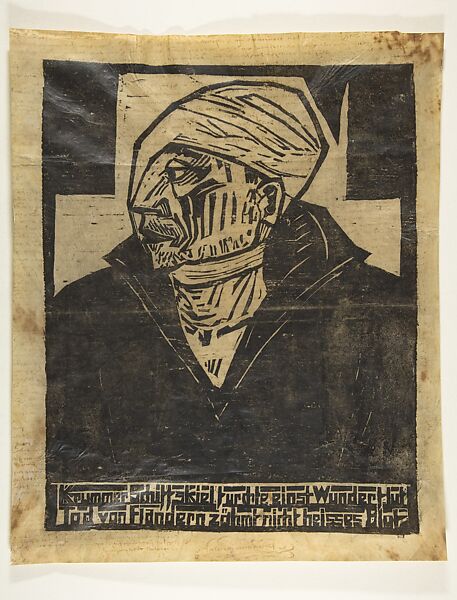 Wounded Sailor (Verwundeter Matrose), Erich Heckel (German, Döbeln 1883–1970 Radolfzell), Woodcut printed on parchment 