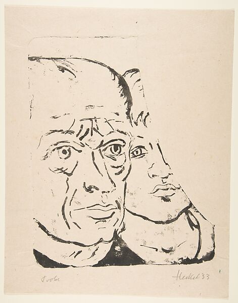 Heads [Self-Portrait with Dietrich von Bothmer], Erich Heckel (German, Döbeln 1883–1970 Radolfzell), Lithograph 