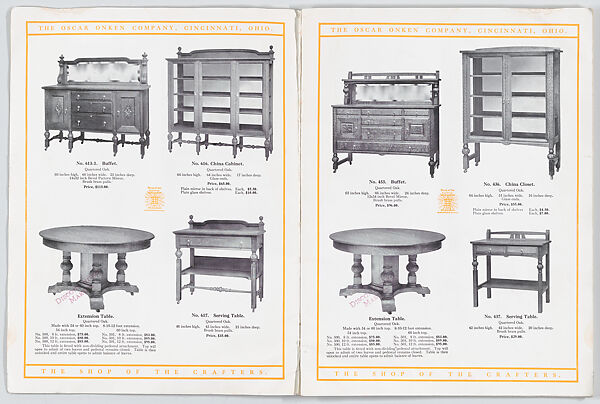 Modern Styles of Dining Room Furniture, Oscar Onken Co. (Cincinnati, Ohio), Illustrations: photomechanical process