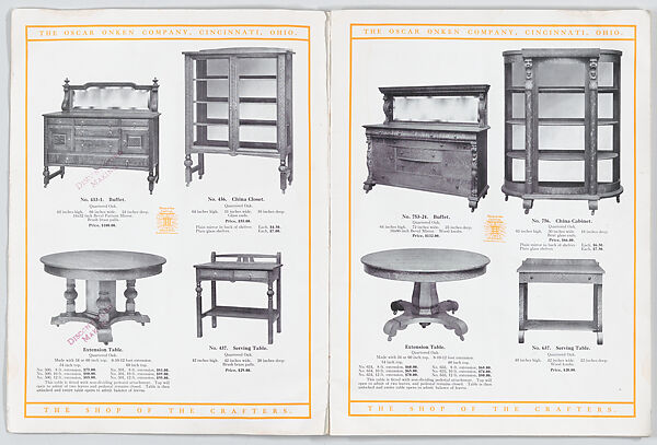 Modern Styles of Dining Room Furniture, Oscar Onken Co. (Cincinnati, Ohio), Illustrations: photomechanical process