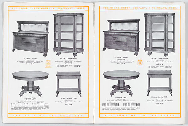 Modern Styles of Dining Room Furniture, Oscar Onken Co. (Cincinnati, Ohio), Illustrations: photomechanical process