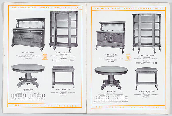 Modern Styles of Dining Room Furniture, Oscar Onken Co. (Cincinnati, Ohio), Illustrations: photomechanical process