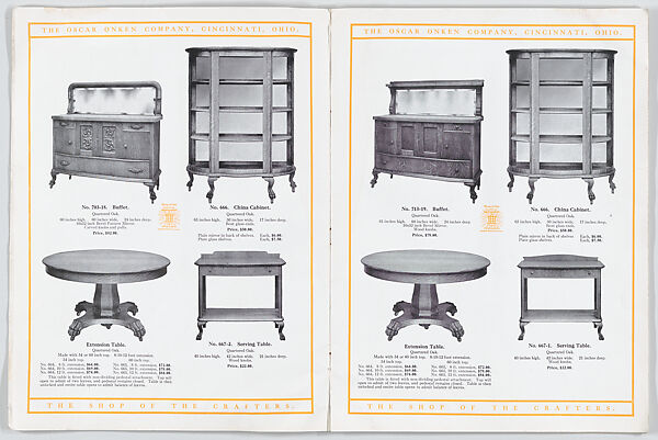 Modern Styles of Dining Room Furniture, Oscar Onken Co. (Cincinnati, Ohio), Illustrations: photomechanical process