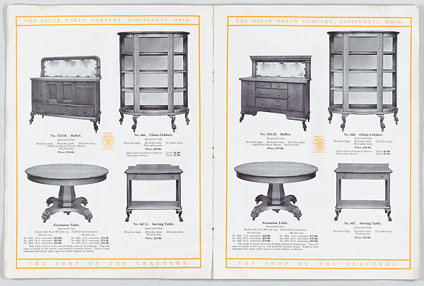 Modern Styles of Dining Room Furniture, Oscar Onken Co. (Cincinnati, Ohio), Illustrations: photomechanical process