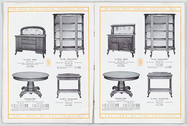 Modern Styles of Dining Room Furniture, Oscar Onken Co. (Cincinnati, Ohio), Illustrations: photomechanical process