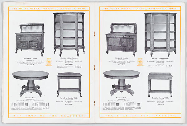 Modern Styles of Dining Room Furniture, Oscar Onken Co. (Cincinnati, Ohio), Illustrations: photomechanical process