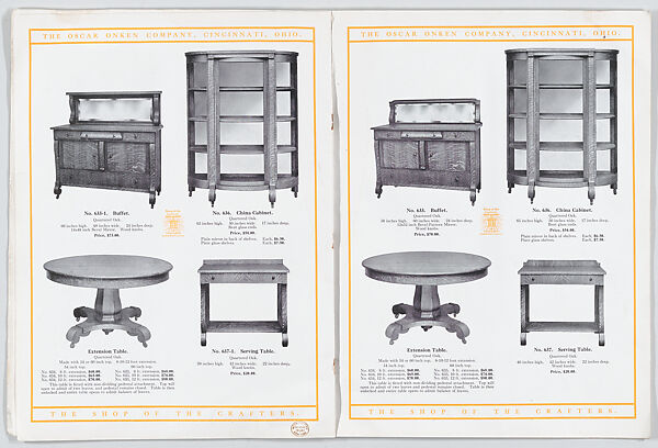 Modern Styles of Dining Room Furniture, Oscar Onken Co. (Cincinnati, Ohio), Illustrations: photomechanical process