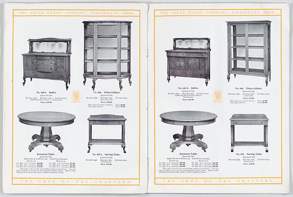 Modern Styles of Dining Room Furniture, Oscar Onken Co. (Cincinnati, Ohio), Illustrations: photomechanical process