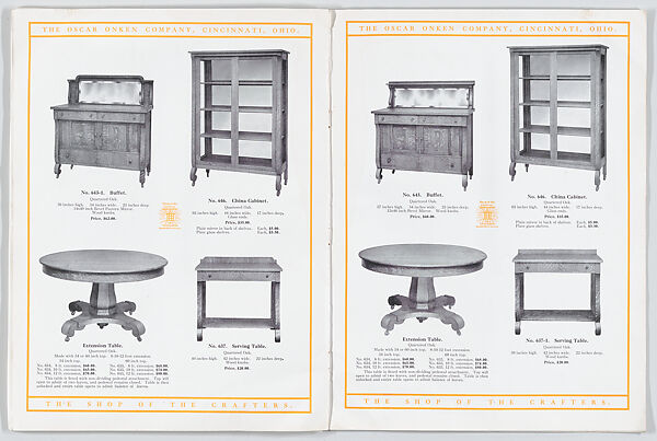 Modern Styles of Dining Room Furniture, Oscar Onken Co. (Cincinnati, Ohio), Illustrations: photomechanical process