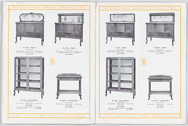 Modern Styles of Dining Room Furniture, Oscar Onken Co. (Cincinnati, Ohio), Illustrations: photomechanical process