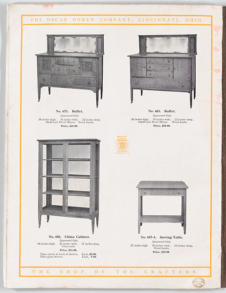 Modern Styles of Dining Room Furniture, Oscar Onken Co. (Cincinnati, Ohio), Illustrations: photomechanical process
