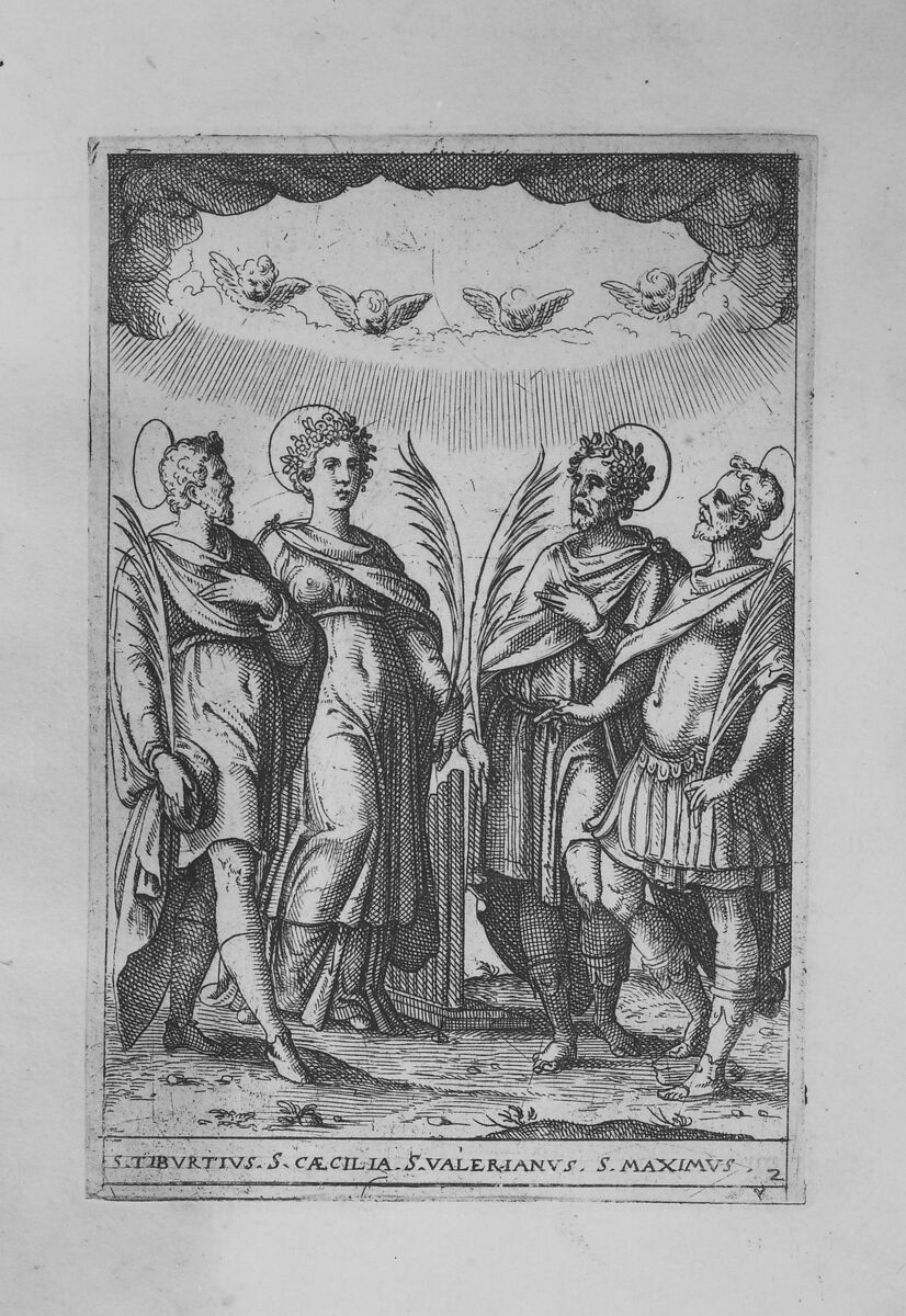 Saint Cecilia. Vita et matyrium S. et gloriosae..., Bernardino Passeri (Italian, active Rome, ca. 1577–85), Woodcut