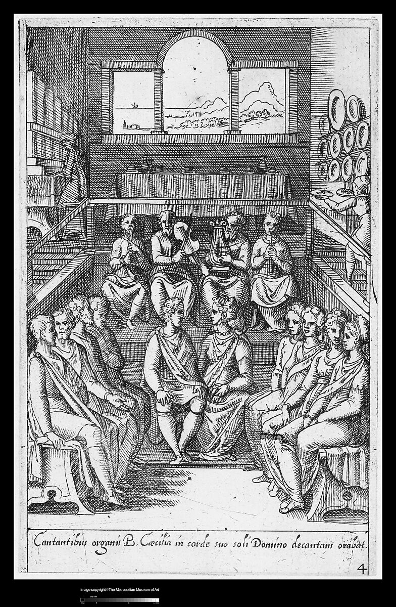 Saint Cecilia. Vita et matyrium S. et gloriosae..., Bernardino Passeri (Italian, active Rome, ca. 1577–85), Woodcut