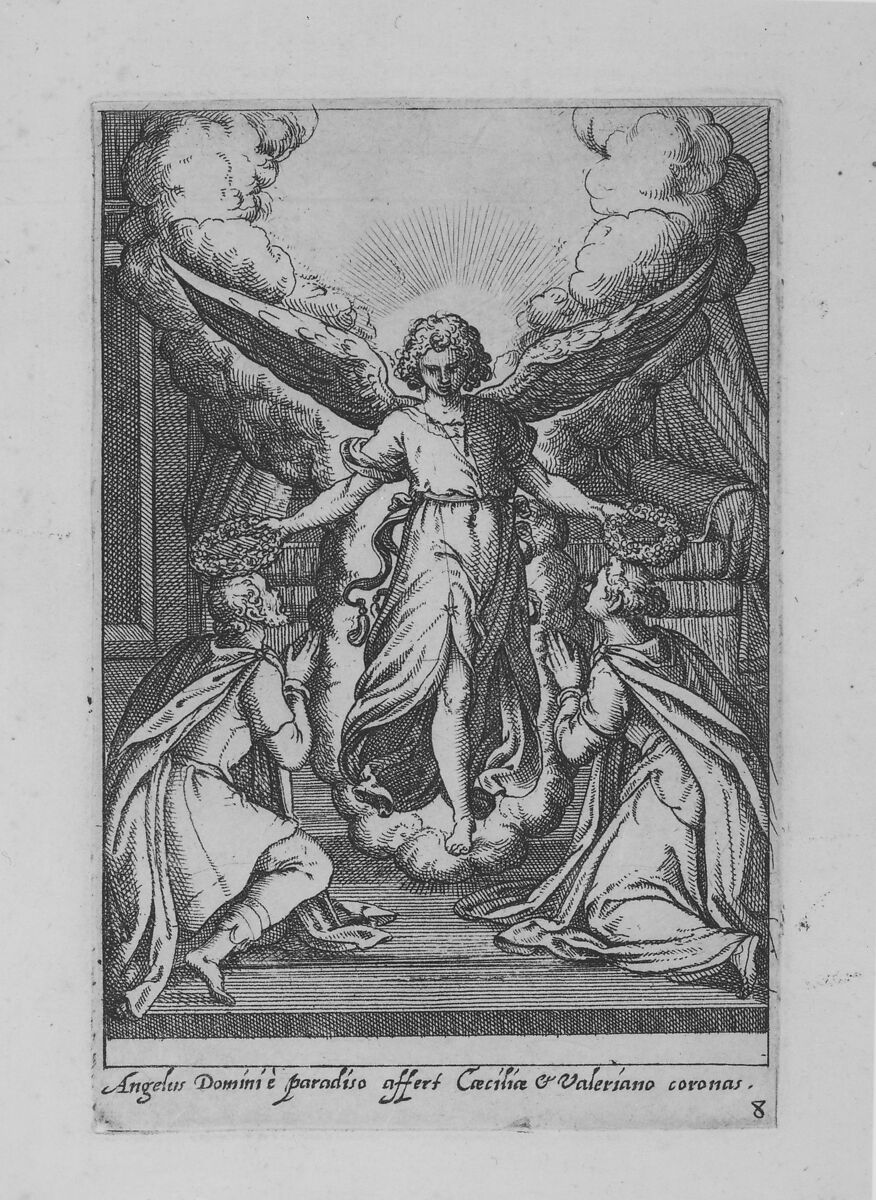 Saint Cecilia. Vita et matyrium S. et gloriosae..., Bernardino Passeri (Italian, active Rome, ca. 1577–85), Woodcut