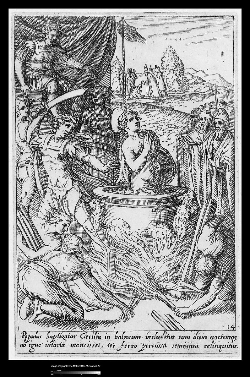 Saint Cecilia. Vita et matyrium S. et gloriosae..., Bernardino Passeri (Italian, active Rome, ca. 1577–85), Woodcut