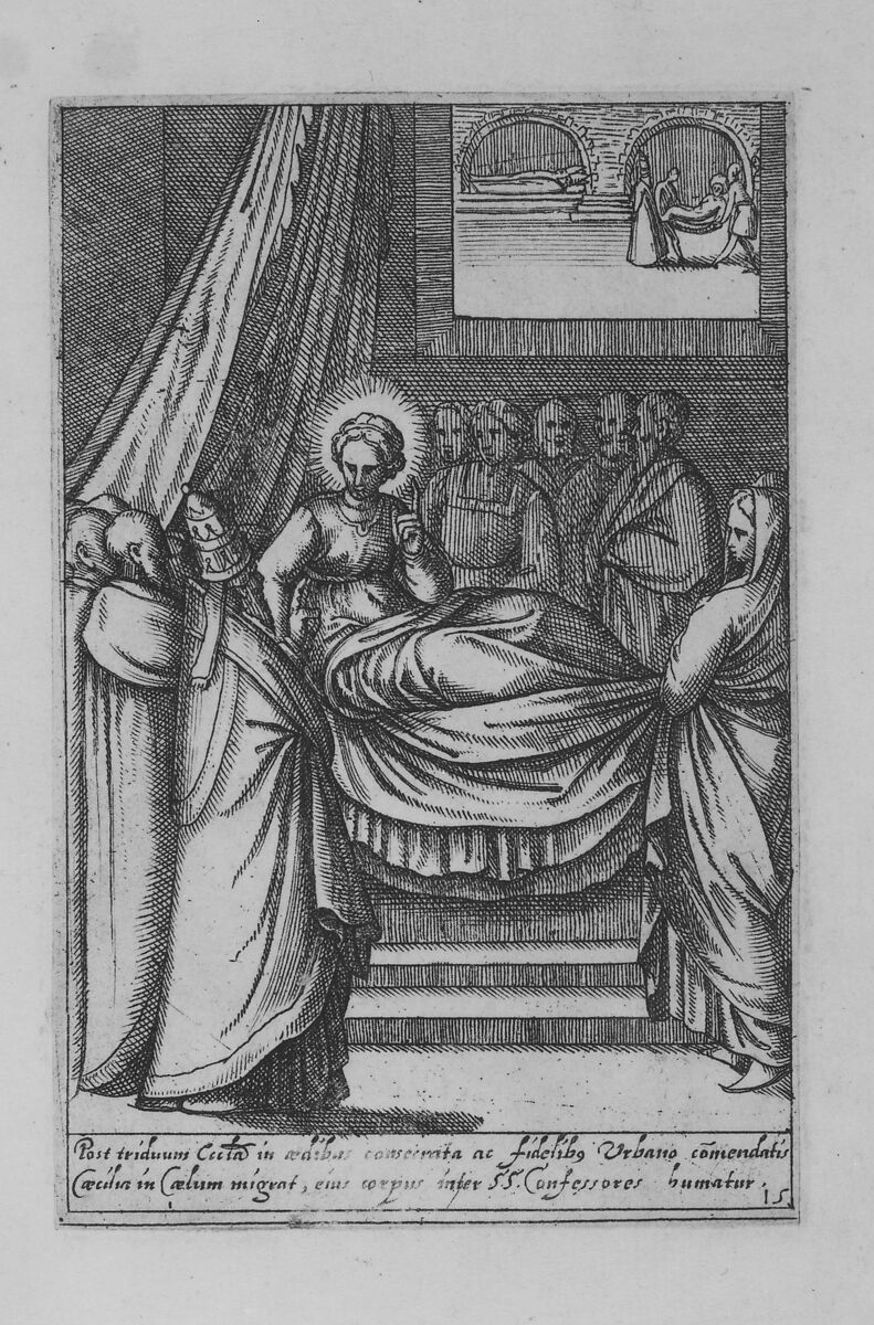 Saint Cecilia. Vita et matyrium S. et gloriosae..., Bernardino Passeri (Italian, active Rome, ca. 1577–85), Woodcut