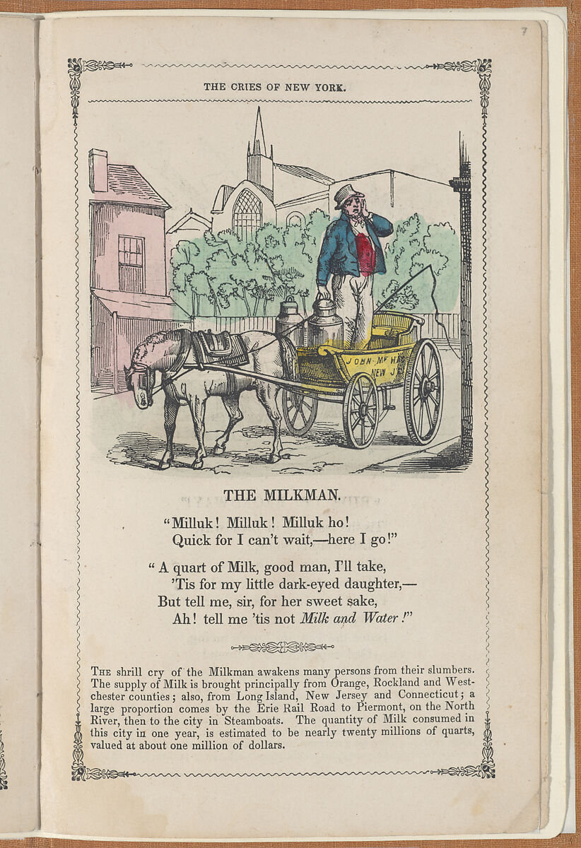 The Cries of New York, Frances Sargent Locke Osgood (American, 1811–1850), Illustrations: engraving. hand colored engraving