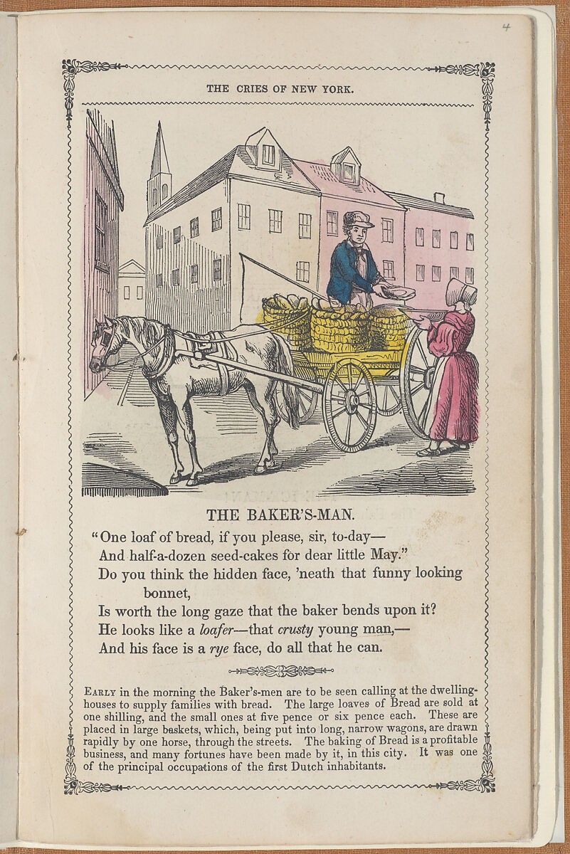 The Cries of New York, Frances Sargent Locke Osgood (American, 1811–1850), Illustrations: engraving. hand colored engraving