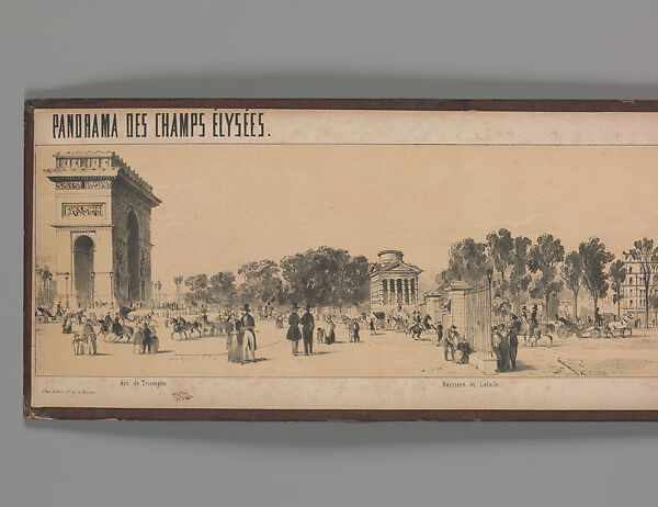 Panorama des Champs-Elysées, A. Provost (French, active 1834–55), Lithograph printed in black ink with additional tone printing in light ochre 