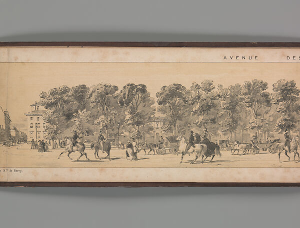 Panorama des Champs-Elysées, A. Provost (French, active 1834–55), Lithograph printed in black ink with additional tone printing in light ochre