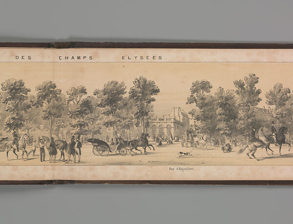 Panorama des Champs-Elysées, A. Provost (French, active 1834–55), Lithograph printed in black ink with additional tone printing in light ochre