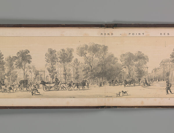 Panorama des Champs-Elysées, A. Provost (French, active 1834–55), Lithograph printed in black ink with additional tone printing in light ochre