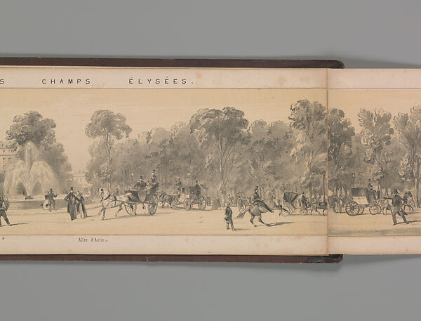 Panorama des Champs-Elysées, A. Provost (French, active 1834–55), Lithograph printed in black ink with additional tone printing in light ochre
