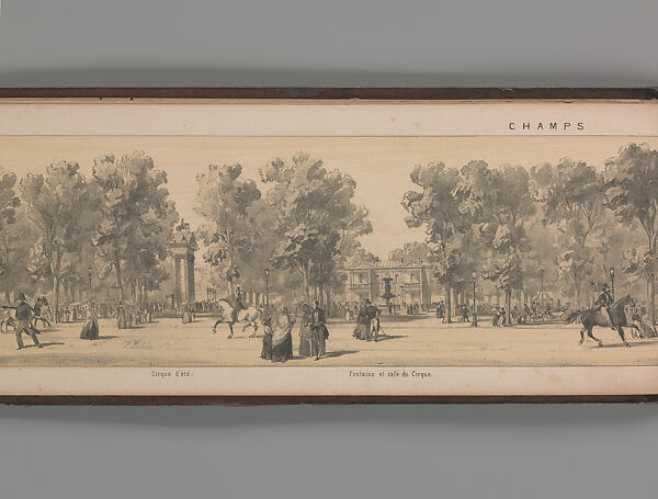 Panorama des Champs-Elysées, A. Provost (French, active 1834–55), Lithograph printed in black ink with additional tone printing in light ochre