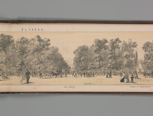 Panorama des Champs-Elysées, A. Provost (French, active 1834–55), Lithograph printed in black ink with additional tone printing in light ochre
