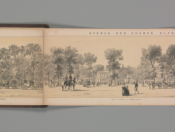 Panorama des Champs-Elysées, A. Provost (French, active 1834–55), Lithograph printed in black ink with additional tone printing in light ochre