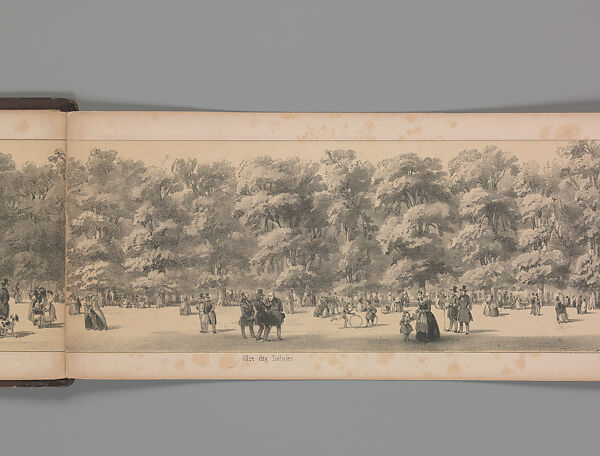 Panorama des Champs-Elysées, A. Provost (French, active 1834–55), Lithograph printed in black ink with additional tone printing in light ochre