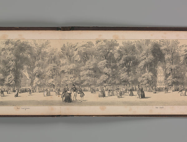Panorama des Champs-Elysées, A. Provost (French, active 1834–55), Lithograph printed in black ink with additional tone printing in light ochre