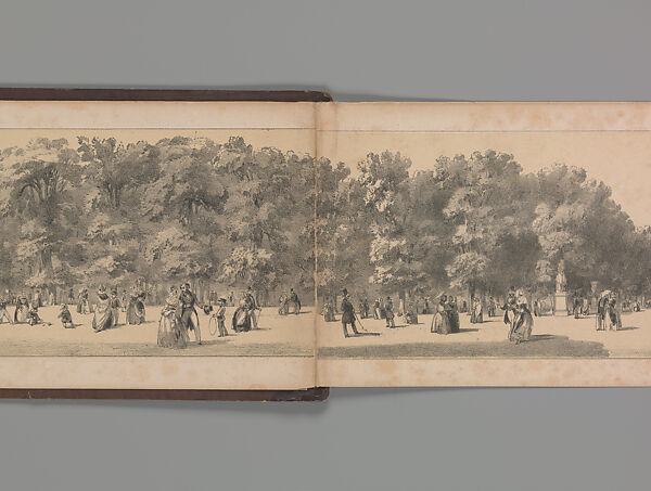 Panorama des Champs-Elysées, A. Provost (French, active 1834–55), Lithograph printed in black ink with additional tone printing in light ochre