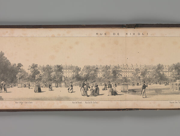 Panorama des Champs-Elysées, A. Provost (French, active 1834–55), Lithograph printed in black ink with additional tone printing in light ochre
