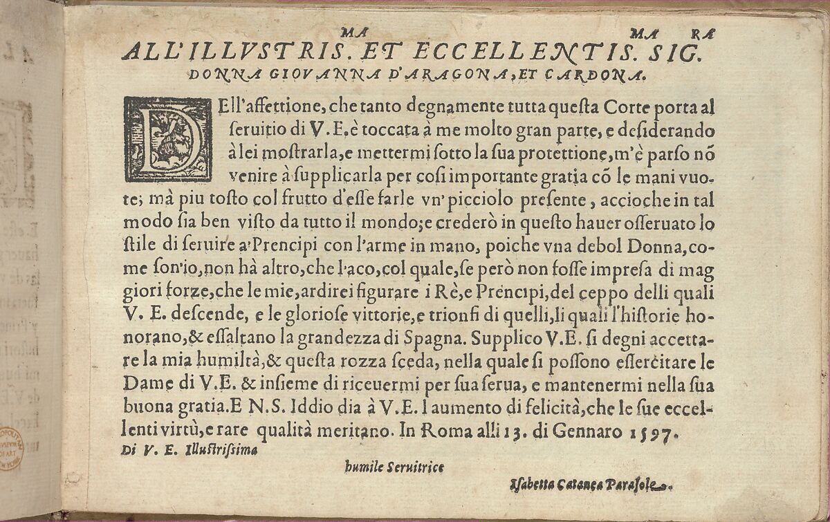 Studio delle virtuose Dame, Isabella Catanea Parasole (Italian, ca. 1565/70–ca. 1625), Woodcut