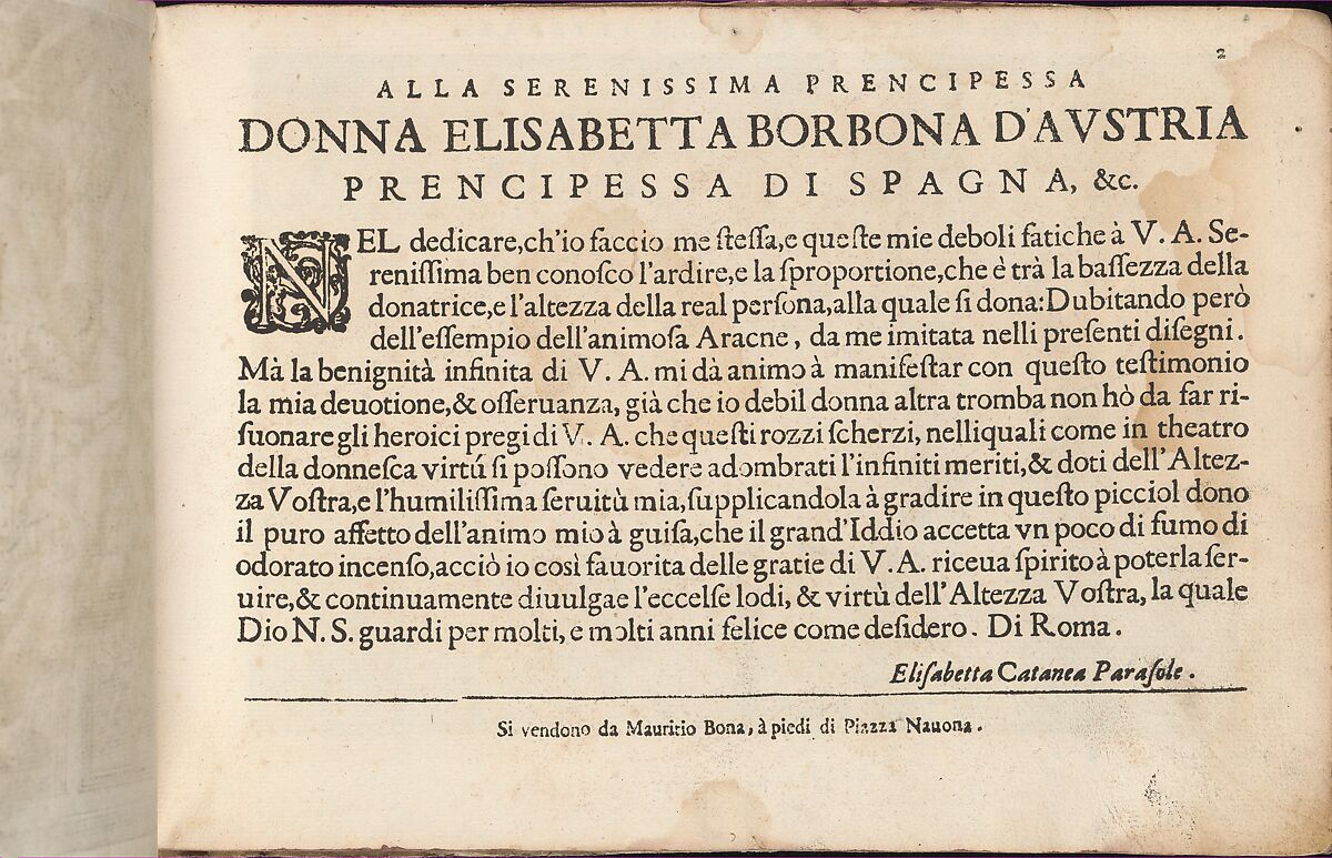 Teatro delle Nobili et Virtuose Donne..., Isabella Catanea Parasole (Italian, ca. 1565/70–ca. 1625), Woodcut, engraving