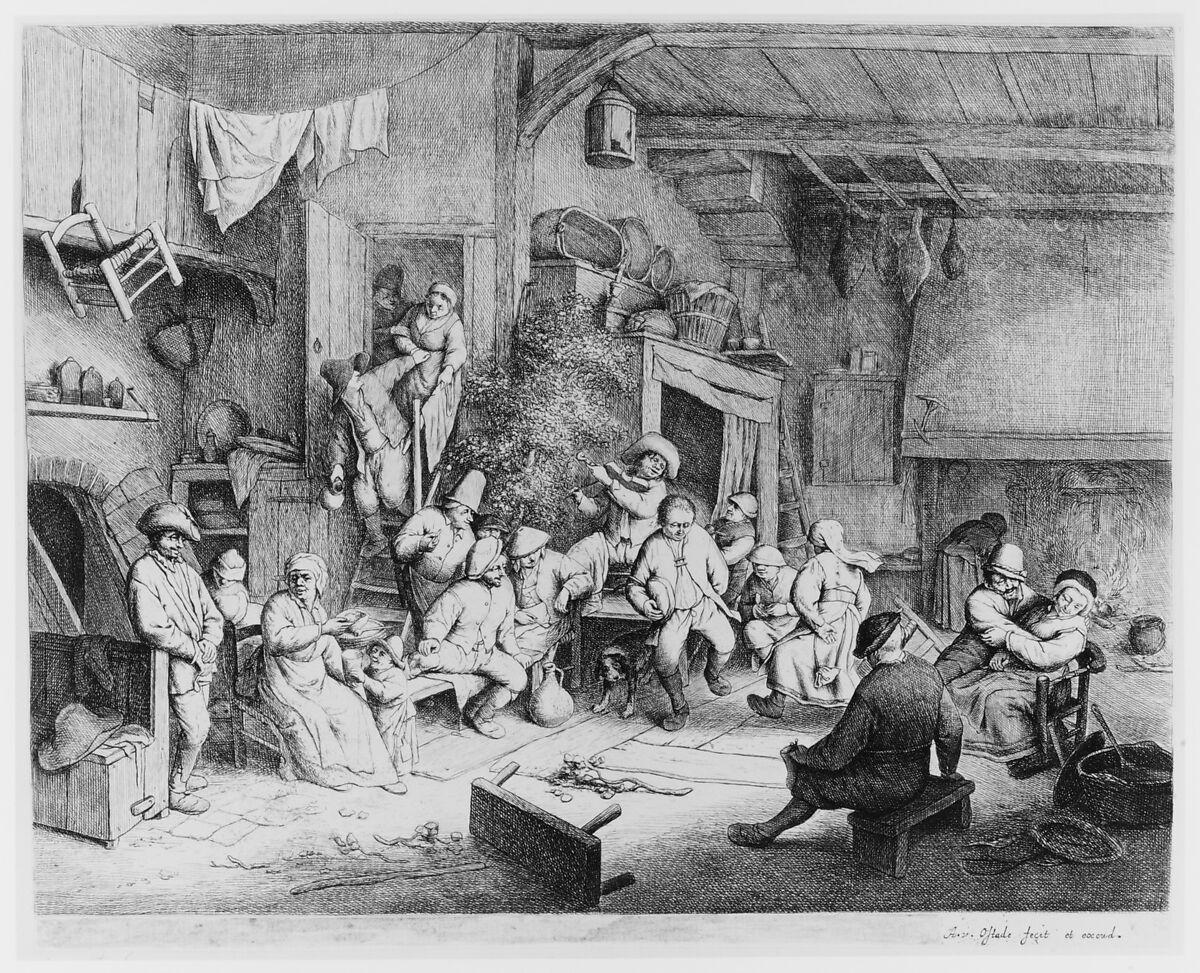 The Dance at the Inn, Adriaen van Ostade (Dutch, Haarlem 1610–1685 Haarlem), Etching; seventh state
