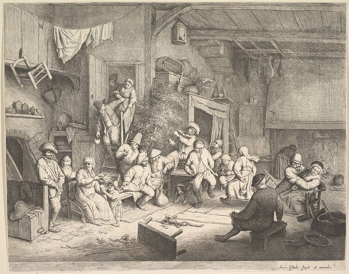 The Dance at the Inn, Adriaen van Ostade (Dutch, Haarlem 1610–1685 Haarlem), Etching; seventh state 