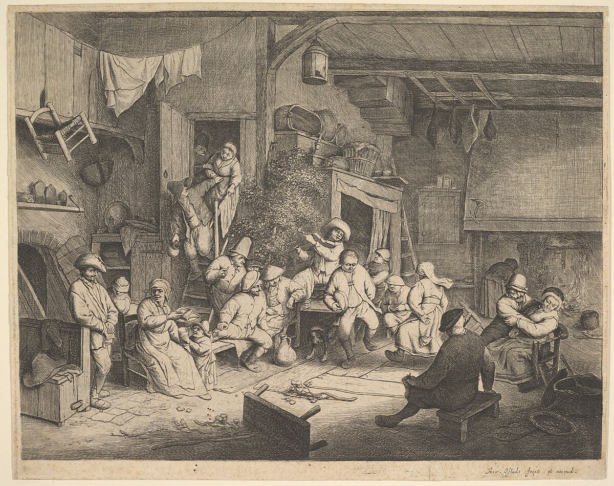 The Dance at the Inn, Adriaen van Ostade (Dutch, Haarlem 1610–1685 Haarlem), Etching; eighth state 