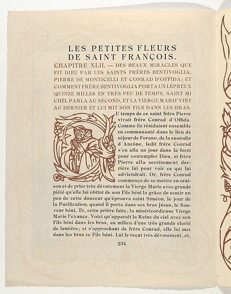 The Little Flowers of St. Francis, Emile Bernard (French, Lille 1868–1941 Paris), Woodcut, black and brown ink