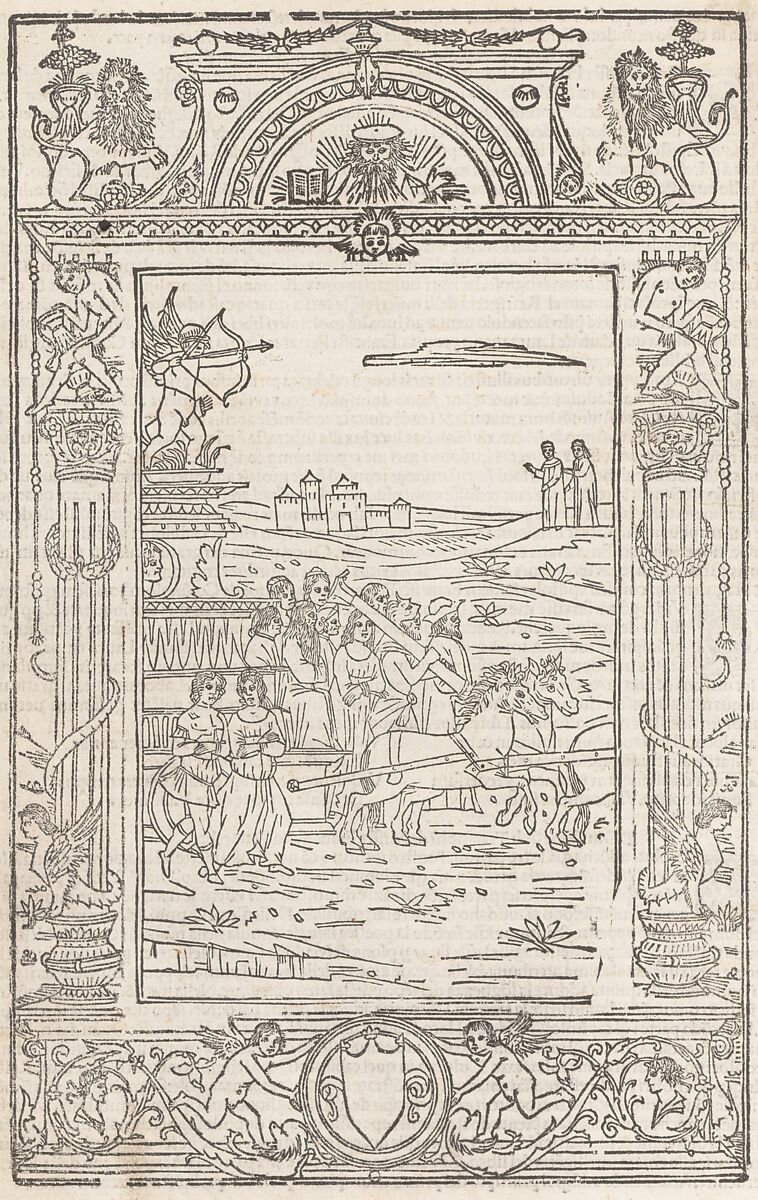 Opera..Triumphi, Soneti, & Canzone.., Francesco Petrarca  Italian, Printed book with woodcut illustrations.
