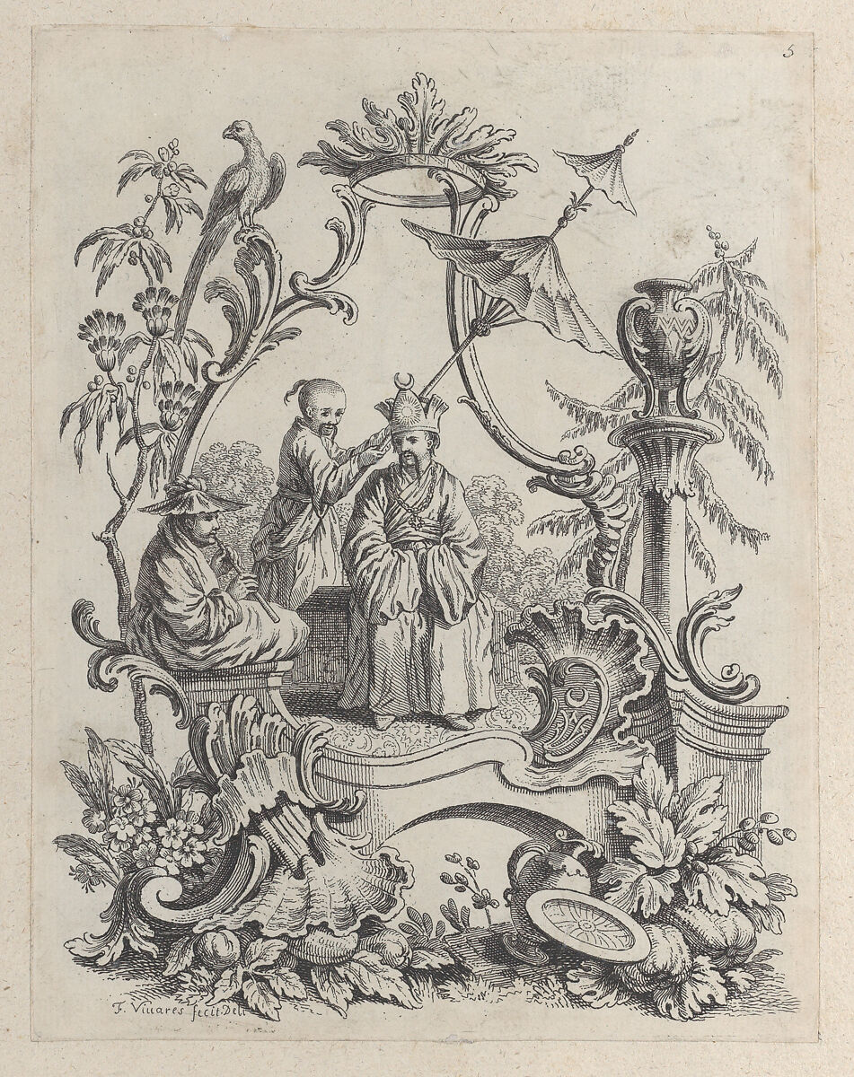 Ornaments Chinois (Bound Collection of Chinoiserie Panels), Etched, designed, and published by François Vivares (French, Saint-Jean-du-Bruel 1709–1780 London), Etching
